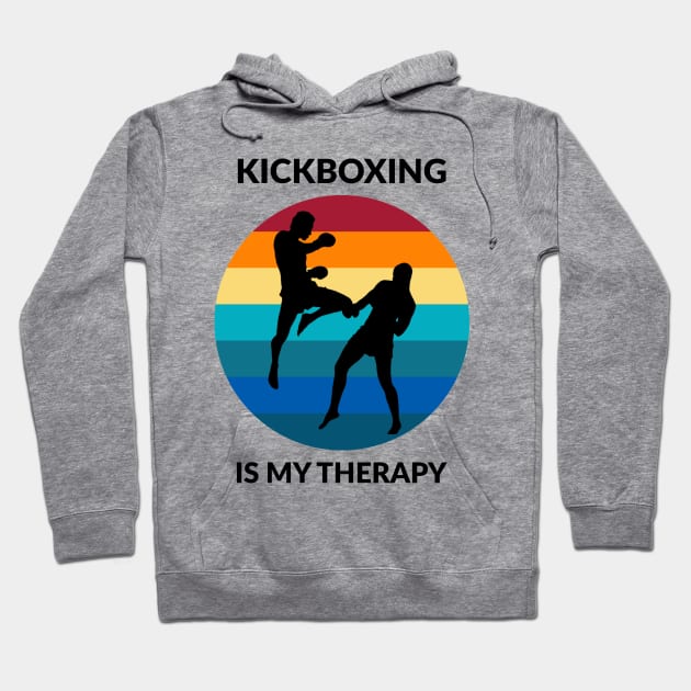 Kickboxing Is My Therapy Retro Vintage Sparring Hoodie by coloringiship